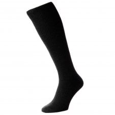 HJ Hall "Immaculate" Plain Black Men's Wool Blend Socks - Half Hose
