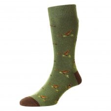 HJ Hall Pheasant & Grouse Green Cotton Rich Men's Socks