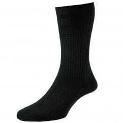 HJ Hall Plain Black Cotton Softop Men's Socks