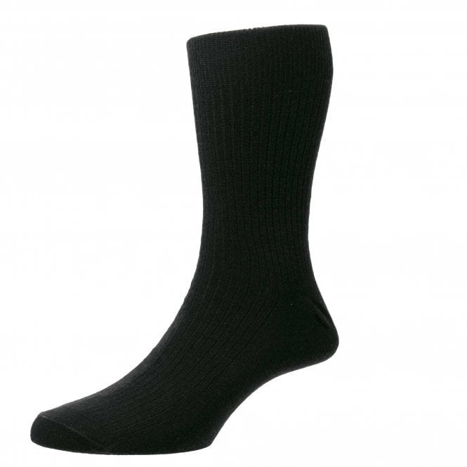 HJ Hall Plain Black "Immaculate" Wool Blend Men's Socks