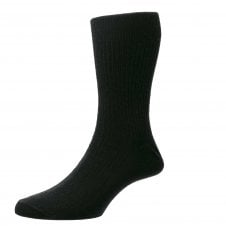 HJ Hall Plain Black "Immaculate" Wool Blend Men's Socks
