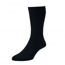 HJ Hall Plain Navy Blue Cotton Softop Men's Socks