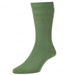 HJ Hall Plain Olive Cotton Softop Men's Socks