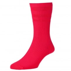 HJ Hall Plain Red Cotton Softop Men's Socks