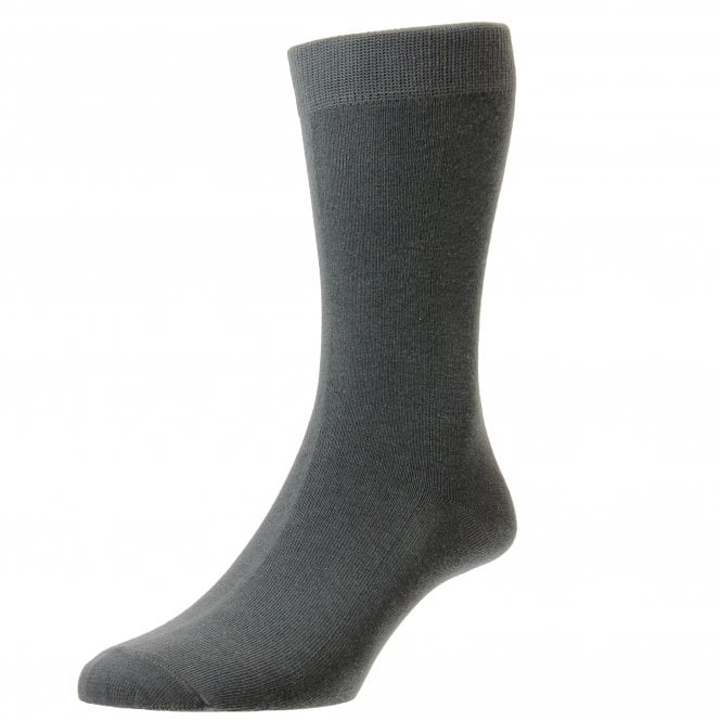 HJ Hall Plain Slate Grey Supersoft Bamboo Men's Socks
