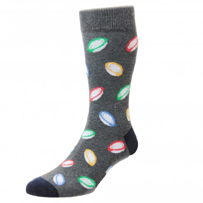 HJ Hall Rugby Ball Grey Men's Socks