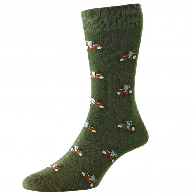 HJ Hall Tractor Dark Olive Green Men's Socks