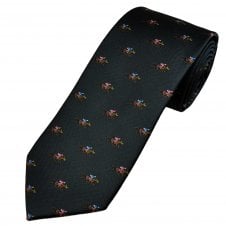 Horse & Jockey Horse Racing Dark Grey Men's Novelty Tie