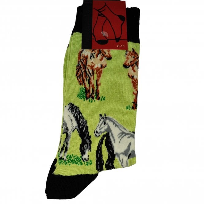 Horse Themed Light Green Men's Novelty Socks
