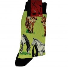 Horse Themed Light Green Men's Novelty Socks