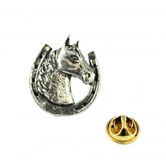 Horseshoe Equestrian Pewter Lapel Pin Badge