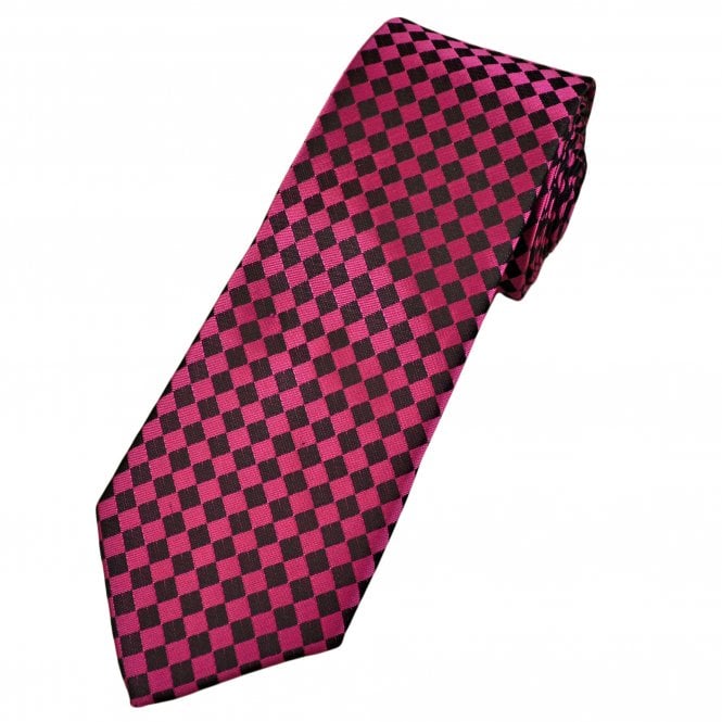 Hot Pink & Black Chequerboard Pattern Men's Extra Long Tie from Ties ...