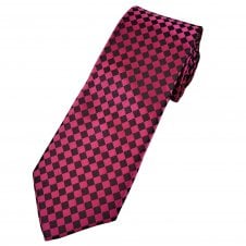 Hot Pink & Black Chequerboard Pattern Men's Extra Long Tie