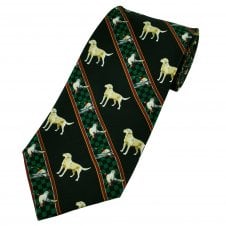 Hunting Dogs & Mallard Ducks Striped Silk Men's Novelty Tie