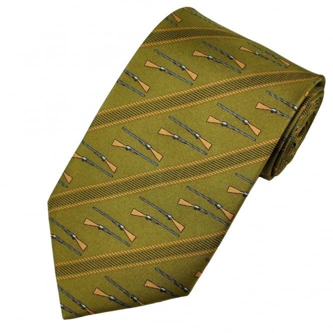Hunting Rifles Khaki Green Silk Novelty Tie