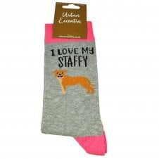 "I Love My Staffy" Staffordshire Bull Terrier Cotton Rich Socks