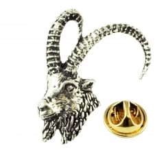 Ibex Head English Pewter Lapel Pin Badge
