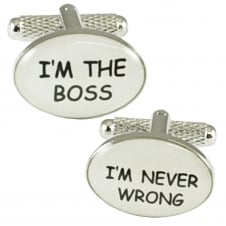 I'm The Boss, I'm Never Wrong Novelty Cufflinks