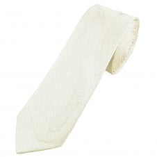 Ivory Self Patterned Men's Silk Skinny Tie