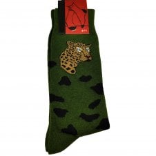 Jaguar, Big Cat Head Bottle Green Men's Novelty Socks