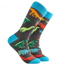 "Jurassic" Dinosaurs Grey Combed Cotton Rich Socks