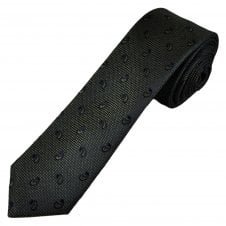 Khaki & Navy Blue Paisley Luxury Silk Men's Skinny Tie