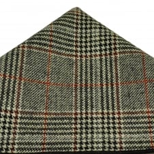 Knightsbridge Black, Beige & Red Checked 100% Wool Pocket Square Handkerchief 