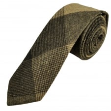 Knightsbridge Brown & Beige Checked Patterned 100% Wool Tweed Tie