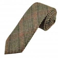 Knightsbridge Brown, Beige, Red & Pink Houndstooth Checked 100% Wool Tweed Tie