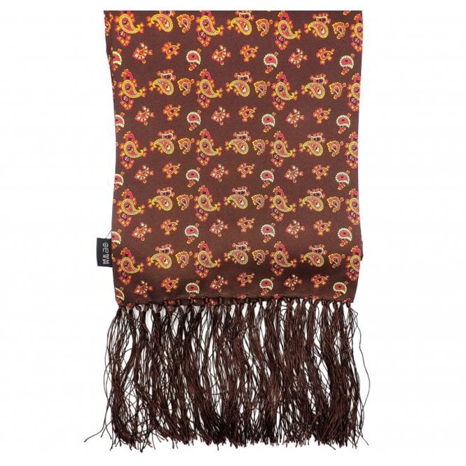 Knightsbridge Brown, Orange, Yellow & Red Paisley Men's Aviator Silk Scarf