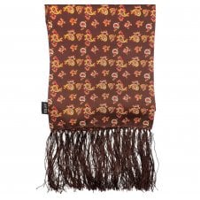 Knightsbridge Brown, Orange, Yellow & Red Paisley Men's Aviator Silk Scarf