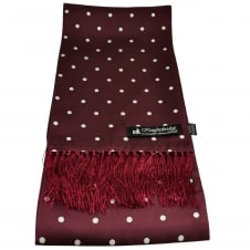 Knightsbridge Burgundy and White Polka Dot Men's Aviator Silk Scarf