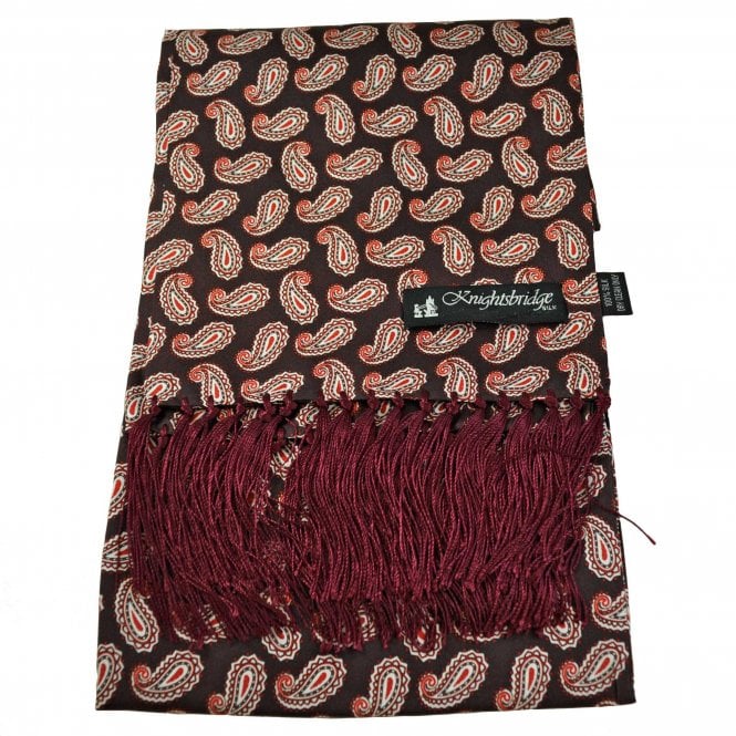 Knightsbridge Burgundy, Maroon, Red & White Paisley Men's Aviator Silk Scarf