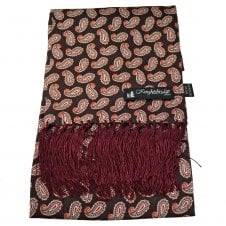 Knightsbridge Burgundy, Maroon, Red & White Paisley Men's Aviator Silk Scarf