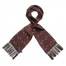 Knightsbridge Coffee Brown, Coral, Blue & Orange Paisley Men's Aviator Silk Scarf