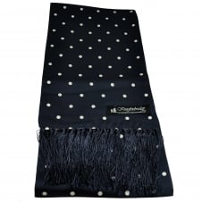 Knightsbridge Navy Blue and White Polka Dot Men's Aviator Silk Scarf