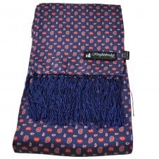 Knightsbridge Navy Blue, Red & Pink Paisley Men's Aviator Silk Scarf