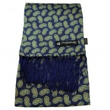 Knightsbridge Navy, Blue & Yellow Paisley Men's Aviator Silk Scarf