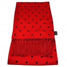 Knightsbridge Red & Navy Blue Polka Dot Men's Aviator Silk Scarf
