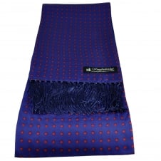 Knightsbridge Royal Blue & Red Polka Dot Men's Aviator Silk Scarf