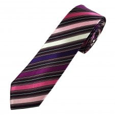 Knightsbridge Shades of Pink, Purple & White Striped Men's Silk Skinny Tie