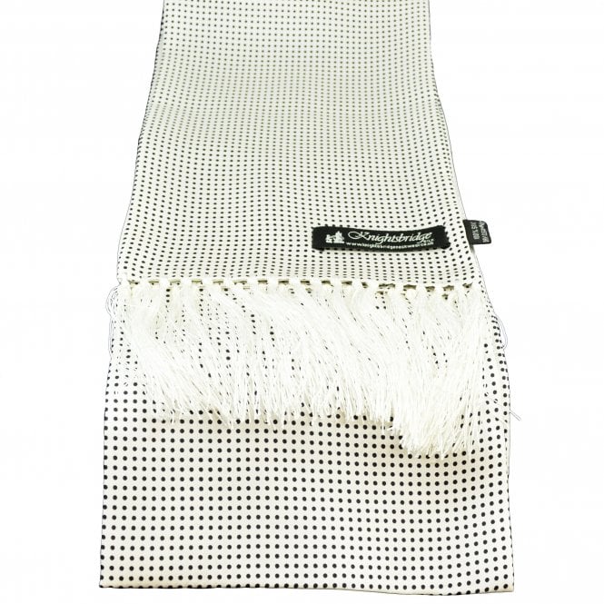 Knightsbridge White & Black Polka Dot Men's Aviator Silk Scarf