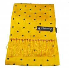 Knightsbridge Yellow & Navy Blue Polka Dot Men's Aviator Silk Scarf