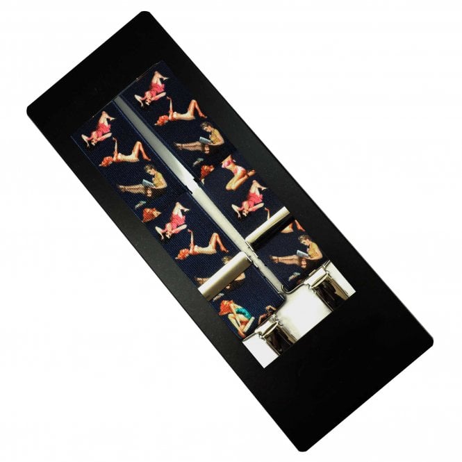 Ladies on Navy Blue Luxury Men's Trouser Braces