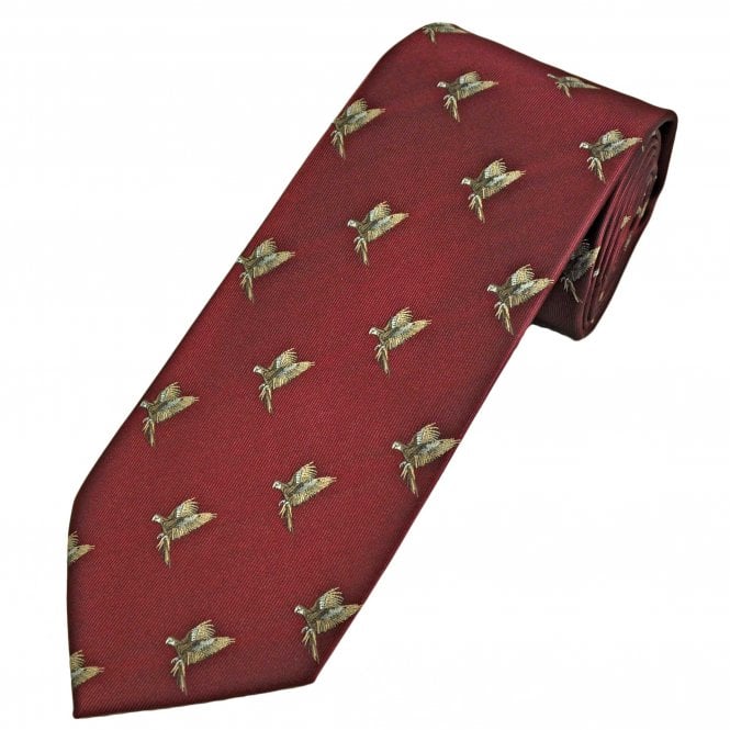Landing Pheasant Burgundy Men's Novelty Tie