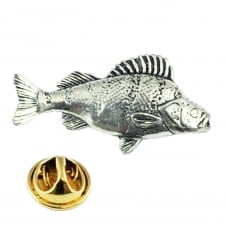 Large Perch Fish English Pewter Lapel Pin Badge