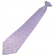 Lavender, Lilac & Silver Paisley & Dot Pattern Men's Clip On Tie