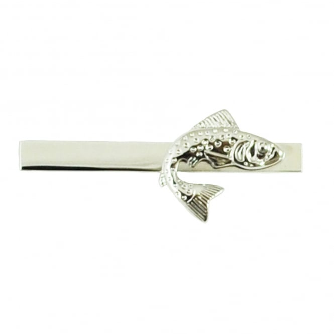 Leaping Salmon Tie Clip Rhodium Plated