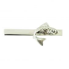 Leaping Salmon Tie Clip Rhodium Plated