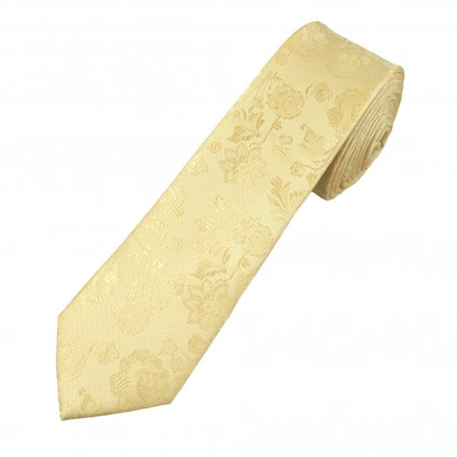 Lemon Floral Pattern Boys Skinny Tie